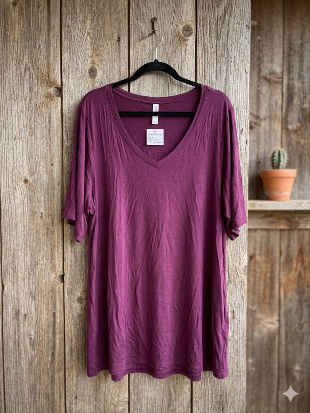 Zenana Outfitters V-Neck Tunic Tee - Plum Berry